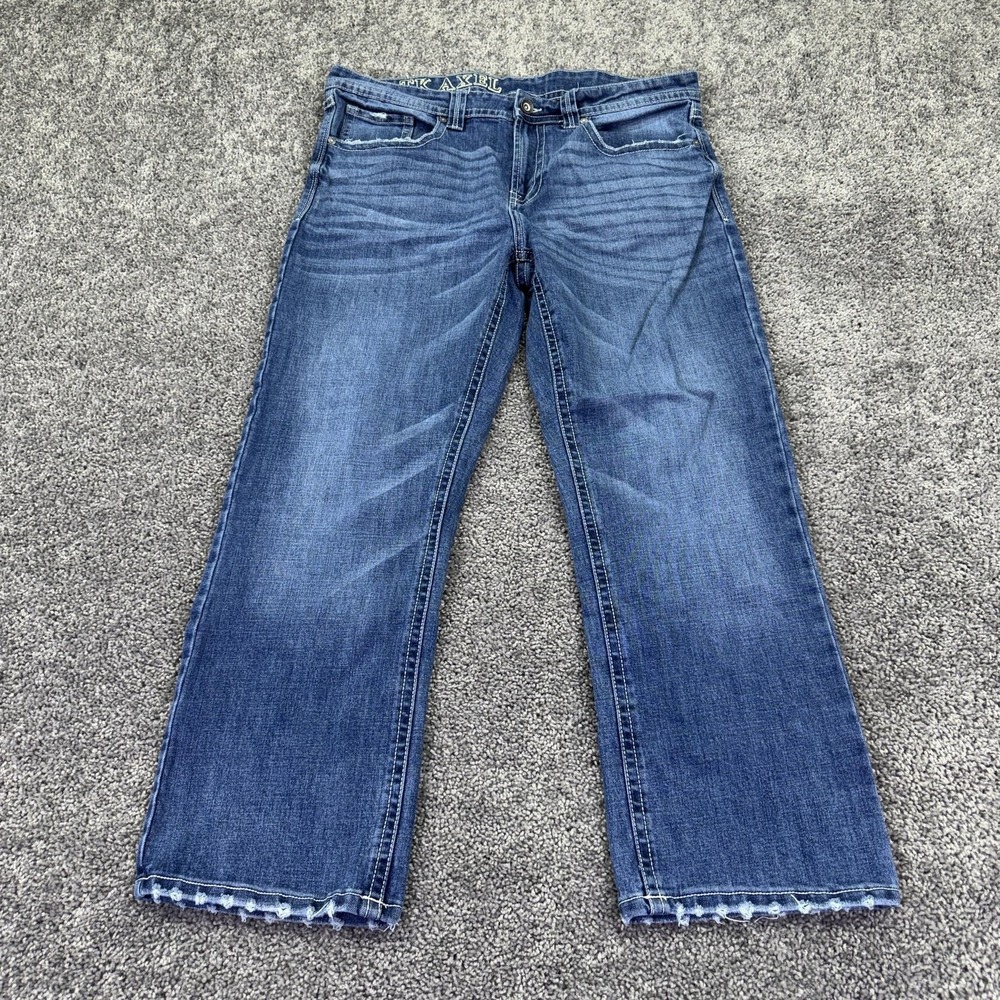 TK Axel Jeans Mens 36x30 Blue Relaxed Straight Stretch Medium Wash Denim Casual